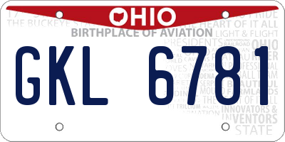 OH license plate GKL6781