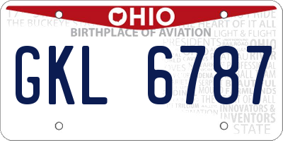 OH license plate GKL6787