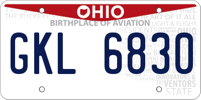 OH license plate GKL6830