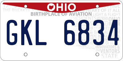 OH license plate GKL6834