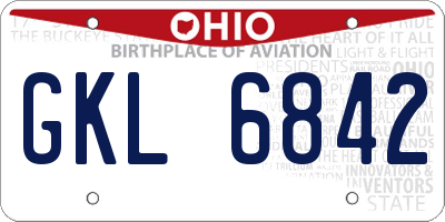 OH license plate GKL6842