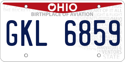 OH license plate GKL6859
