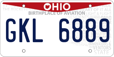 OH license plate GKL6889