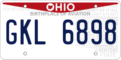 OH license plate GKL6898