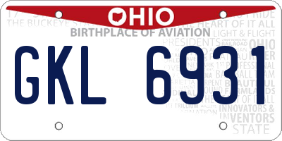 OH license plate GKL6931