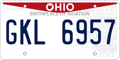 OH license plate GKL6957