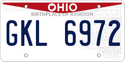 OH license plate GKL6972