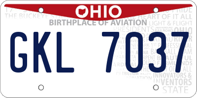 OH license plate GKL7037