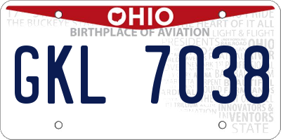 OH license plate GKL7038