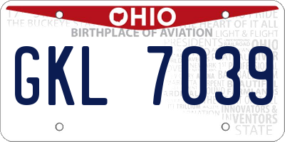OH license plate GKL7039