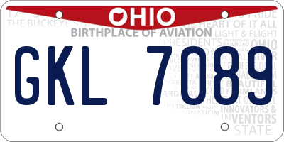 OH license plate GKL7089