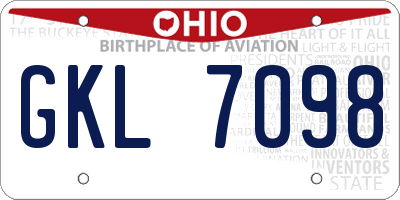 OH license plate GKL7098