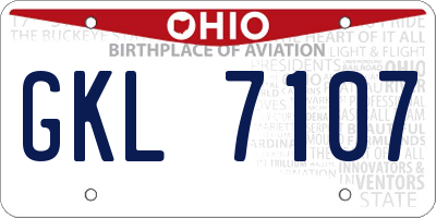 OH license plate GKL7107