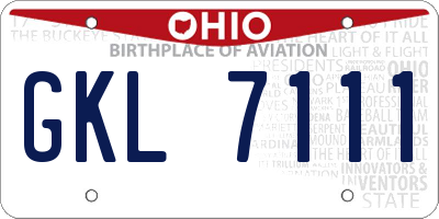 OH license plate GKL7111