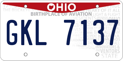 OH license plate GKL7137