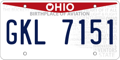 OH license plate GKL7151
