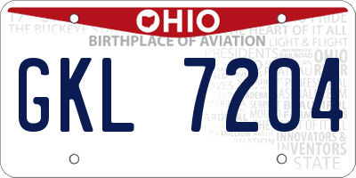 OH license plate GKL7204