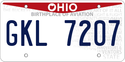 OH license plate GKL7207