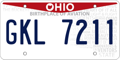 OH license plate GKL7211