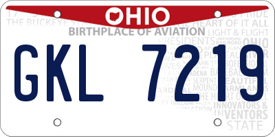 OH license plate GKL7219