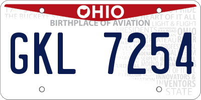 OH license plate GKL7254