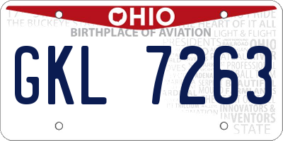 OH license plate GKL7263