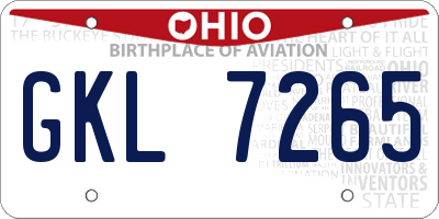 OH license plate GKL7265