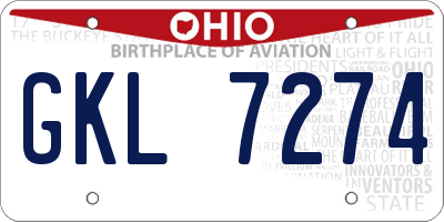 OH license plate GKL7274