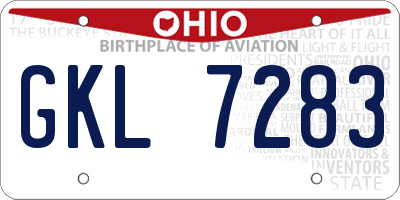 OH license plate GKL7283