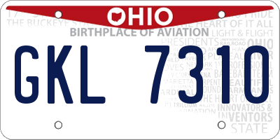 OH license plate GKL7310