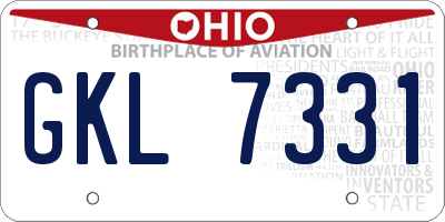 OH license plate GKL7331