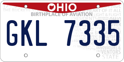 OH license plate GKL7335