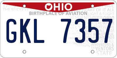 OH license plate GKL7357
