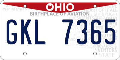OH license plate GKL7365