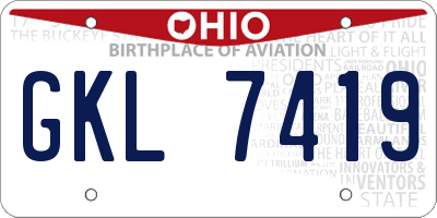OH license plate GKL7419