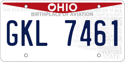 OH license plate GKL7461