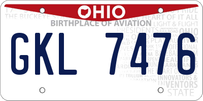 OH license plate GKL7476