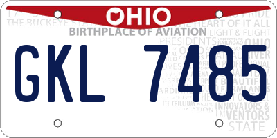 OH license plate GKL7485