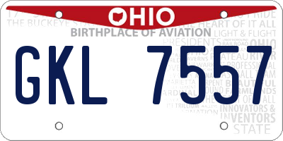 OH license plate GKL7557
