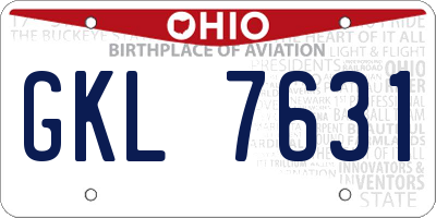 OH license plate GKL7631