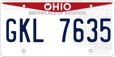 OH license plate GKL7635
