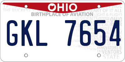 OH license plate GKL7654