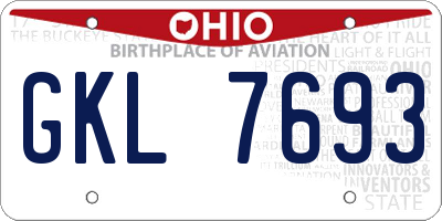 OH license plate GKL7693