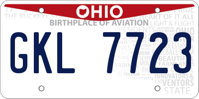 OH license plate GKL7723