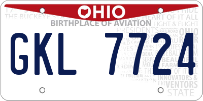 OH license plate GKL7724