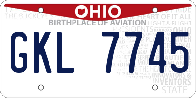 OH license plate GKL7745