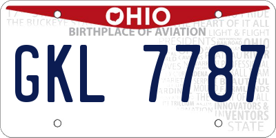 OH license plate GKL7787