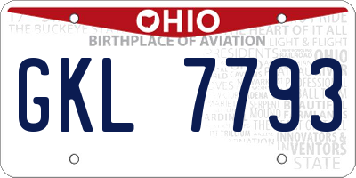 OH license plate GKL7793