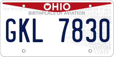 OH license plate GKL7830