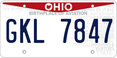 OH license plate GKL7847